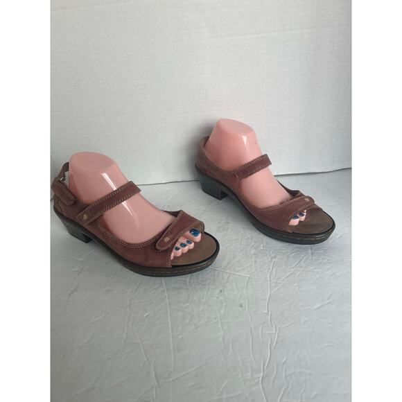 KLOGS Pink Brown Harbor Adjustable Wedge Slip Resistant Comfort Sandals Size 9.5 - Picture 2 of 12